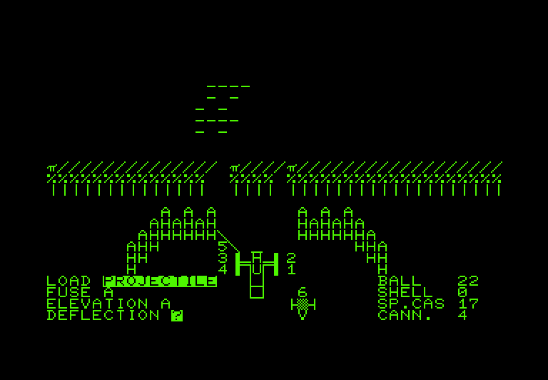 Guns of Fort Defiance Commodore PET Screenshot: Running out of time to defeat the enemy!