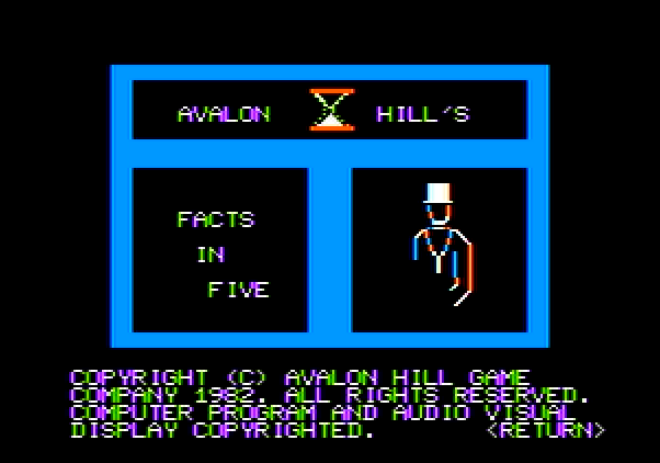 Computer Facts in Five Apple II Screenshot: Title screen.