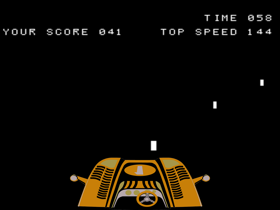 Night Driver Arcade Screenshot: Watch out, don't run off the road!