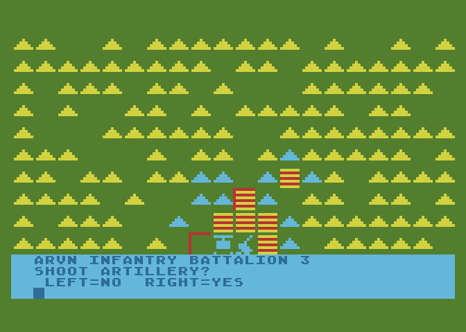VC Atari 8-bit Screenshot: Shoot artillery?