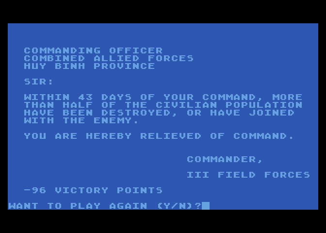 VC Atari 8-bit Screenshot: Game over.