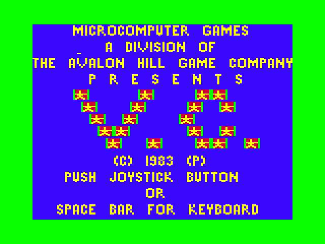 VC TRS-80 Color Computer Screenshot: Title screen.