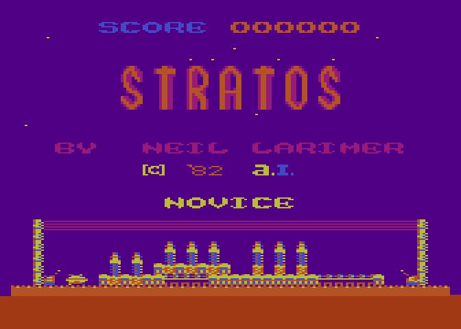 Strätos Atari 8-bit Screenshot: Title screen.