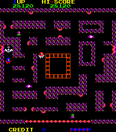 Devil Fish Arcade Screenshot: Trapped in a corner, and caught by an opponent!