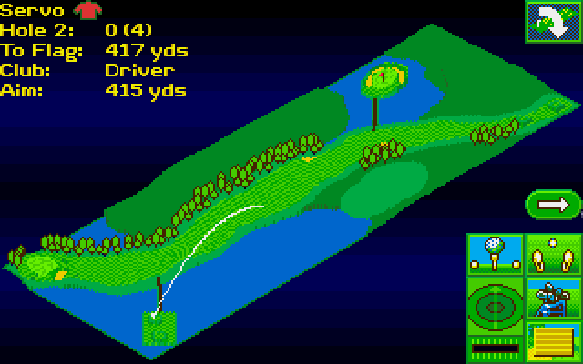 David Leadbetter's Greens Amiga Screenshot: Hole 2 overhead view.