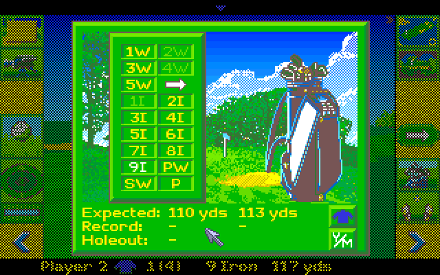 David Leadbetter's Greens Amiga Screenshot: View your golf bag if you wish to switch clubs.