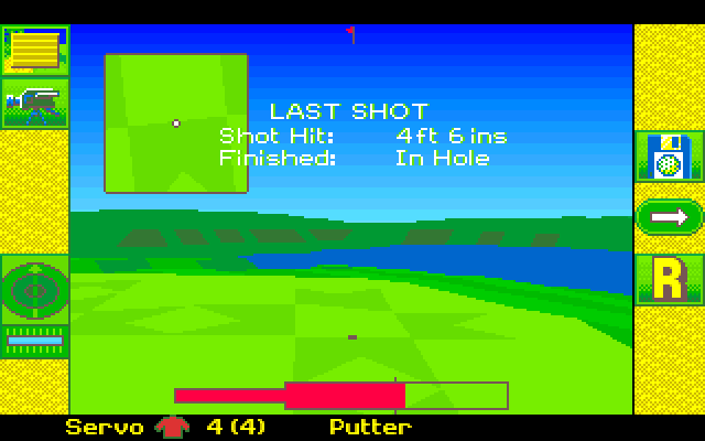 David Leadbetter's Greens Amiga Screenshot: It's in the hole!