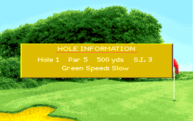 David Leadbetter's Greens Amiga Screenshot: Hole information.