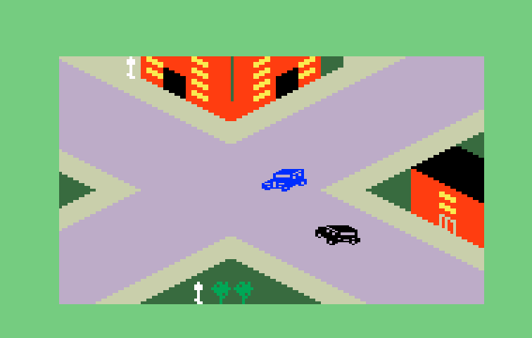 Safecracker Intellivision Screenshot: An intersection, better avoid this black car!