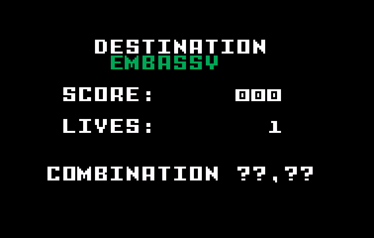 Safecracker Intellivision Screenshot: My destination is an embassy; so far, I haven't earned any points!
