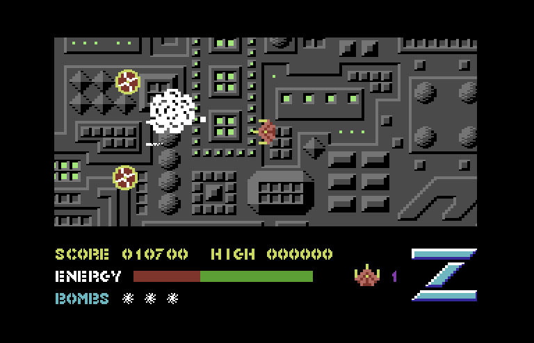 Z-Pilot Commodore 64 Screenshot: A new opponent type attacks once again...