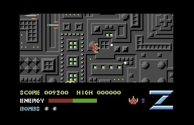 Z-Pilot Commodore 64 Screenshot: Those enemy jets are quick!