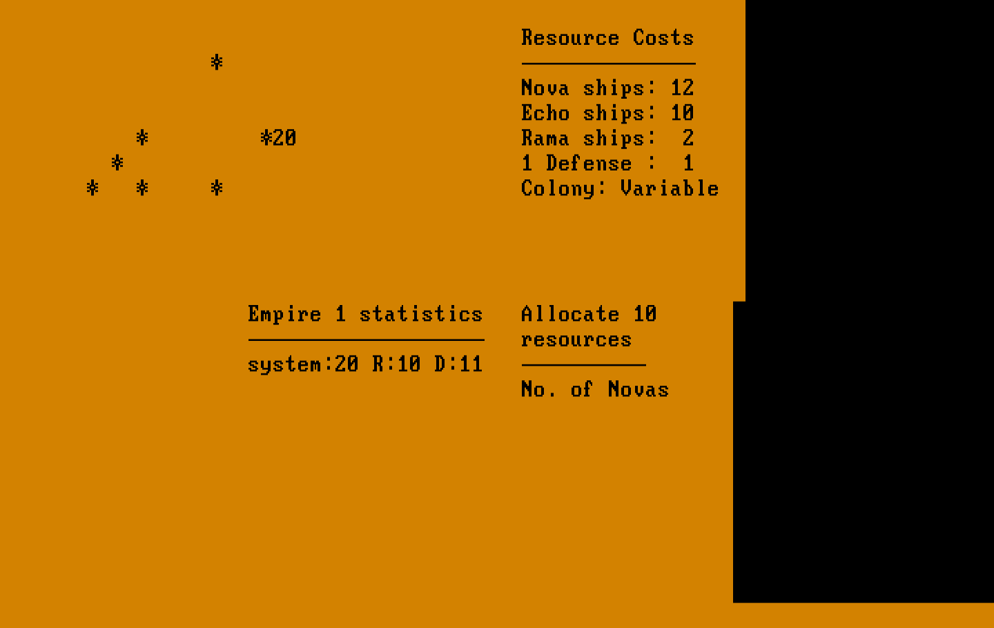 Andromeda Conquest IBM PC/Compatibles Screenshot: Allocating resources.