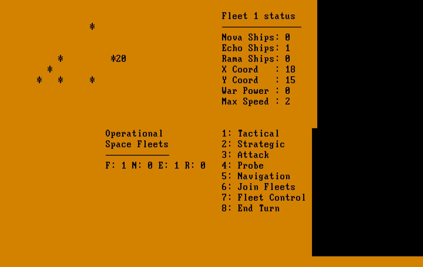 Andromeda Conquest IBM PC/Compatibles Screenshot: Select an action from the menu...