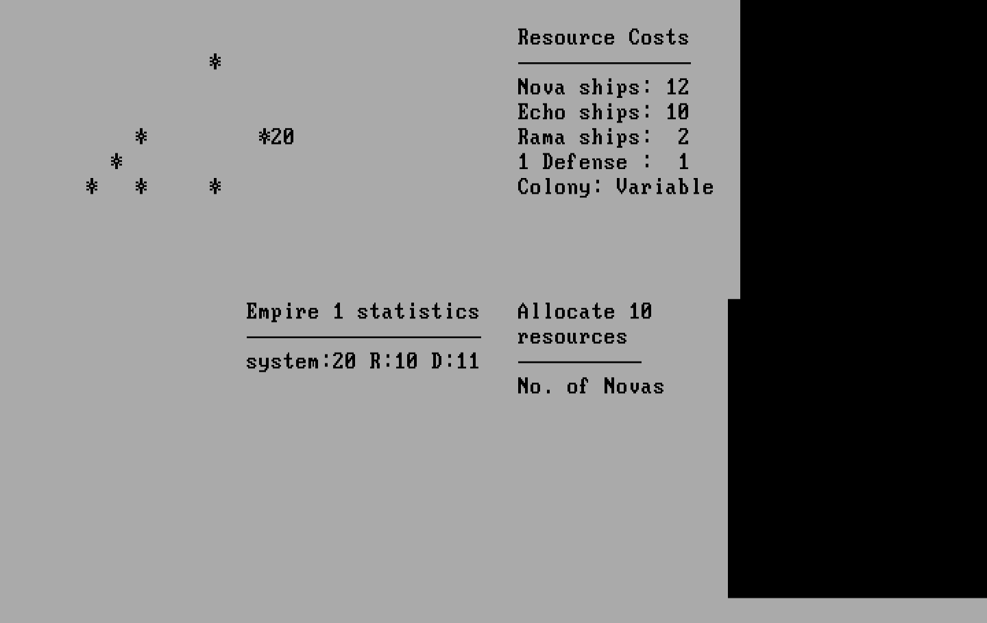 Andromeda Conquest IBM PC/Compatibles Screenshot: Allocating resources.
