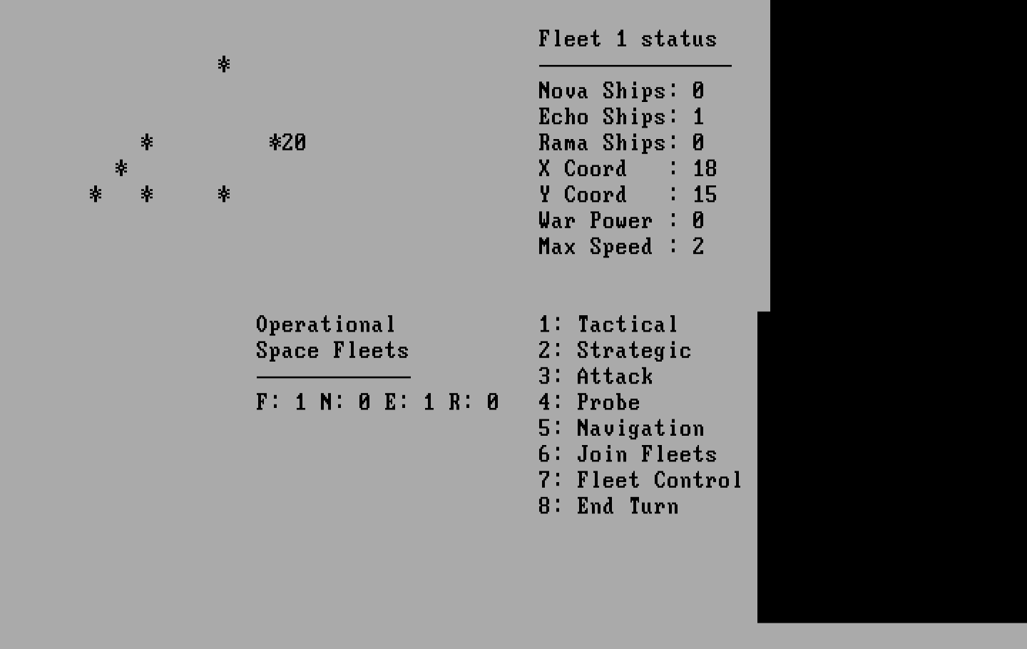 Andromeda Conquest IBM PC/Compatibles Screenshot: Select an action from the menu...