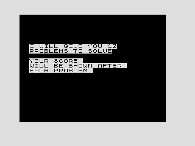 Super Math ZX81 / Timex Sinclair 1000 Screenshot: Program instructions.