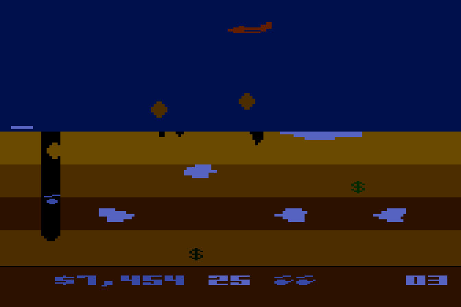 Buried Bucks Atari 8-bit Screenshot: I'm trapped in the tunnel on the left!