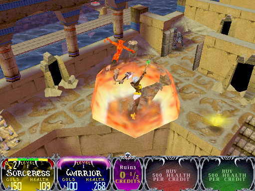 Gauntlet: Dark Legacy Arcade Screenshot: Using magic to take out a few opponents...