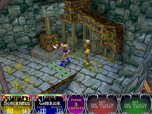 Gauntlet: Dark Legacy Arcade Screenshot: Those holes in the ground indicate dangerous spikes will randomly pop up there!