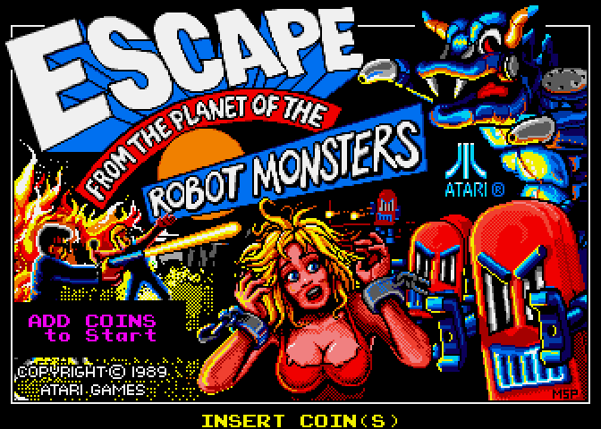 Escape from the Planet of the Robot Monsters Arcade Screenshot: Title screen.