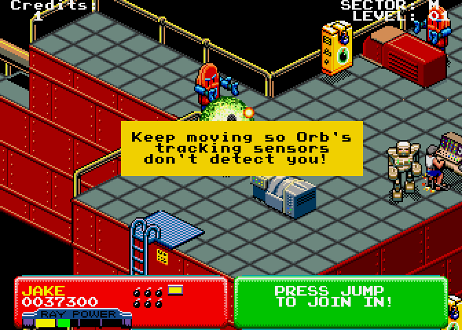 Escape from the Planet of the Robot Monsters Arcade Screenshot: A bit of friendly advice...