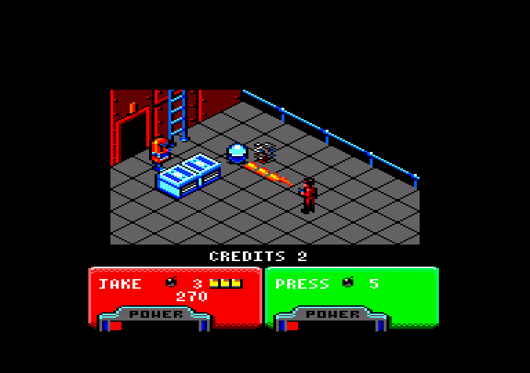 Escape from the Planet of the Robot Monsters Amstrad CPC Screenshot: A ladder! Where does it go?