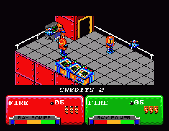 Escape from the Planet of the Robot Monsters SAM Coupé Screenshot: Game start.