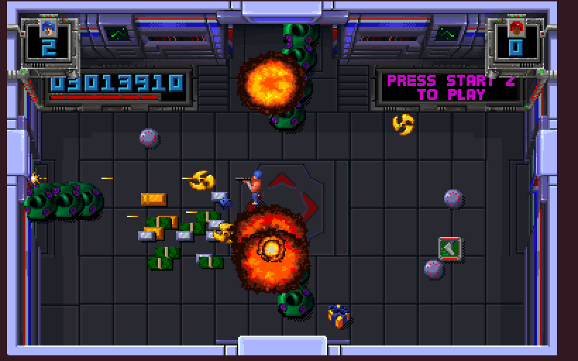 Smash T.V. Arcade Screenshot: Collect the cash, if you can!
