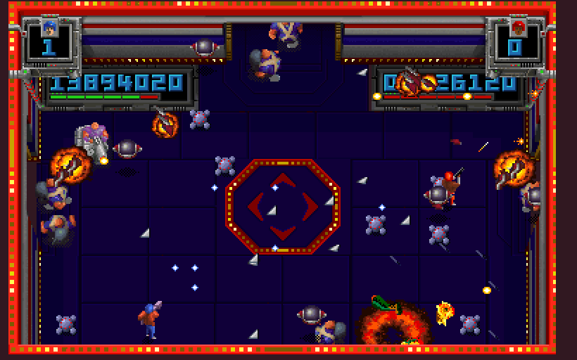 Smash T.V. Arcade Screenshot: More orbs; the level isn't over yet!