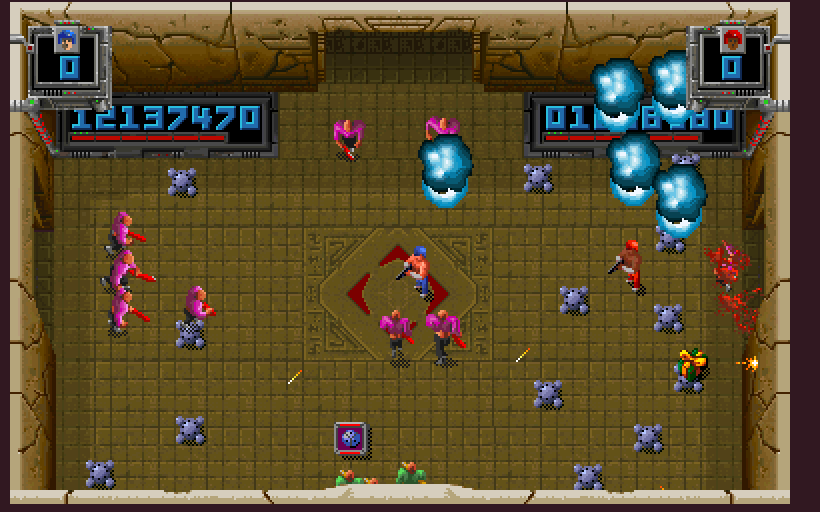Smash T.V. Arcade Screenshot: Don't step on the land mines...
