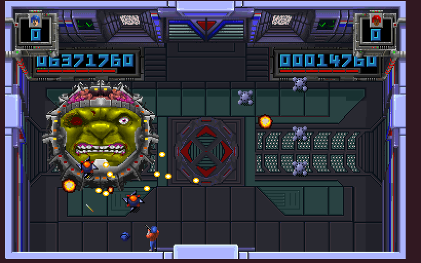 Smash T.V. Arcade Screenshot: Attacking Scarface...