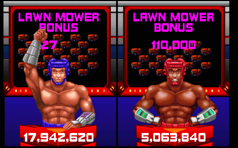 Smash T.V. Arcade Screenshot: Time for the bonus roundup!