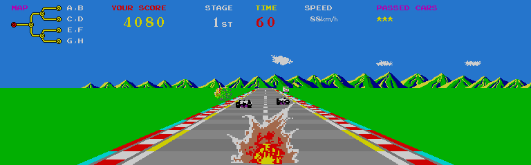 TX-1 Arcade Screenshot: Crash! I hit another car...