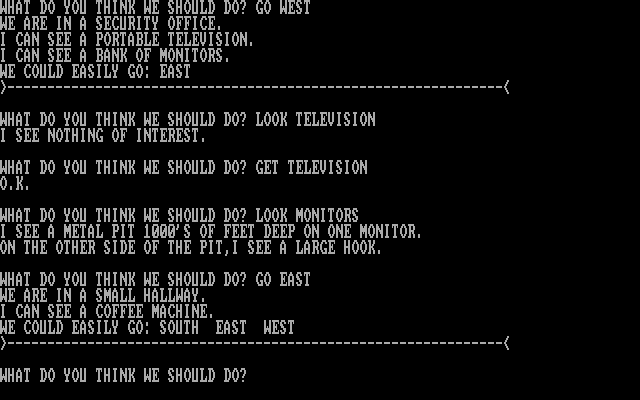 C.I.A. Adventure IBM PC/Compatibles Screenshot: Searching a security office.