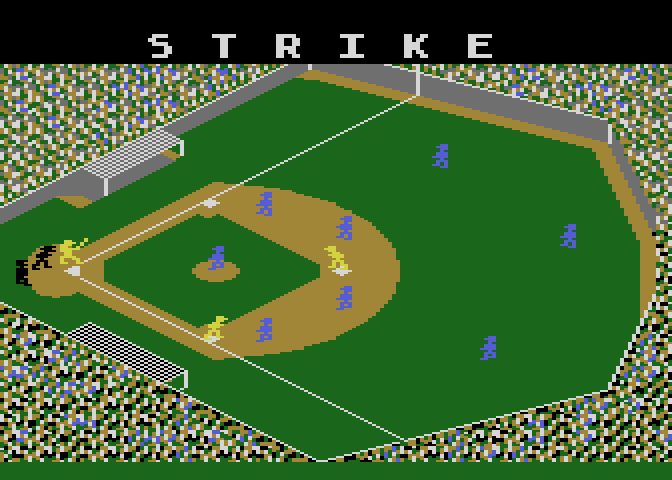 Star League Baseball Atari 8-bit Screenshot: Strike!