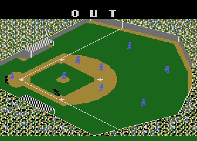 Star League Baseball Atari 8-bit Screenshot: Batter out!