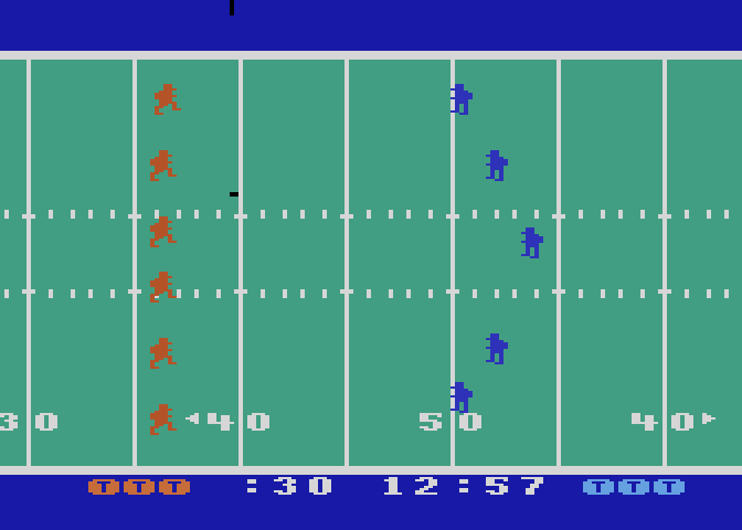 Starbowl Football Atari 8-bit Screenshot: Goal, now the next kickoff...