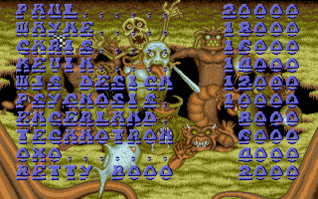 Spell Bound Atari ST Screenshot: The high scores.