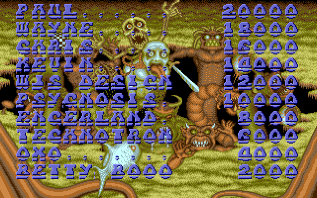 Spell Bound Amiga Screenshot: High scores.