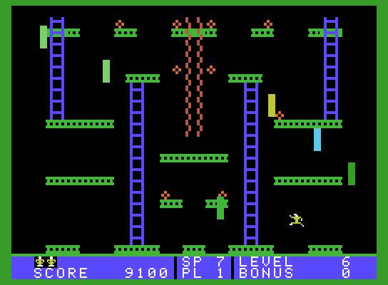 Jumpman Junior ColecoVision Screenshot: This level features moving walls you need to avoid.