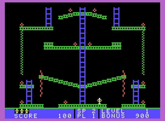 Jumpman Junior ColecoVision Screenshot: First level in progress...