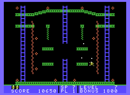 Jumpman Junior ColecoVision Screenshot: Jumping up to a platform...
