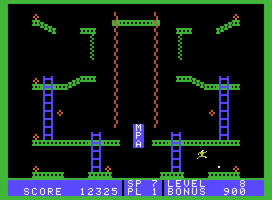 Jumpman Junior ColecoVision Screenshot: What do those letters that appear represent? A mystery to solve!