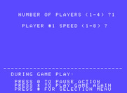 Jumpman Junior for ColecoVision - Selecting some game options.
