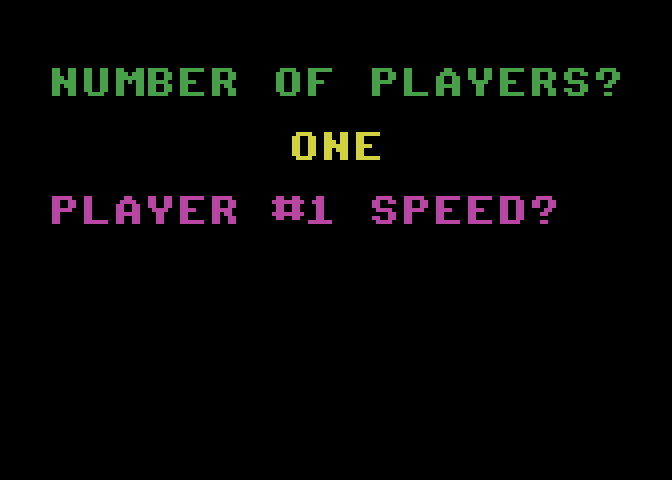 Jumpman Junior Atari 8-bit Screenshot: How many players, and what speed do you want?