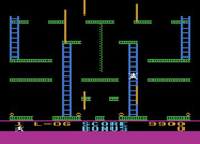 Jumpman Junior for Atari 8-bit - Avoid the moving walls; they may shove you off of the ladders or platforms!