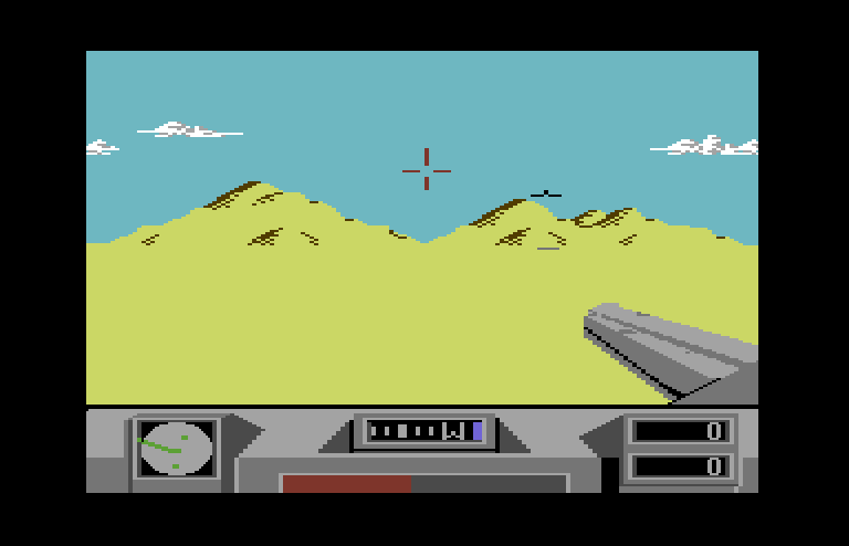 Desert Fox Commodore 64 Screenshot: Targeting a distant plane...