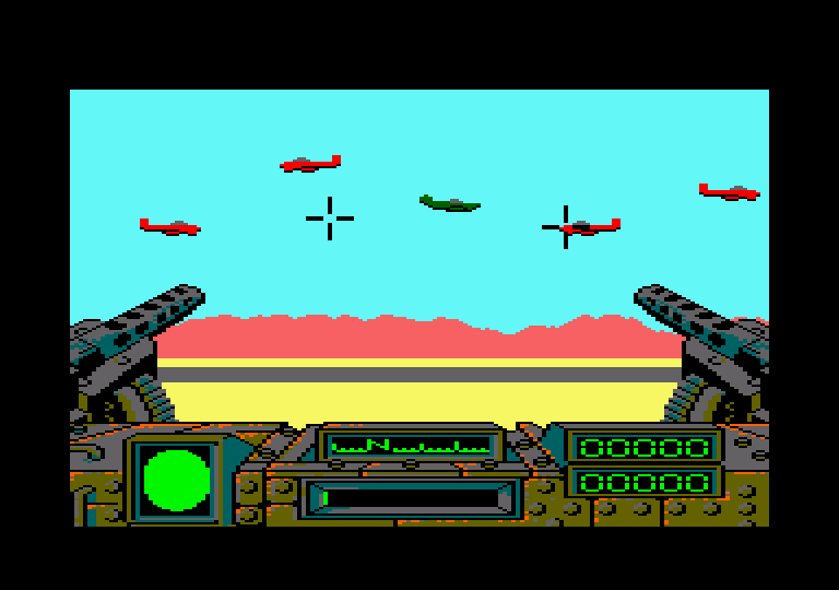 Desert Fox Amstrad CPC Screenshot: Shooting down more enemy planes...