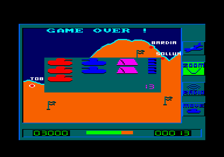 Desert Fox Amstrad CPC Screenshot: Game over.